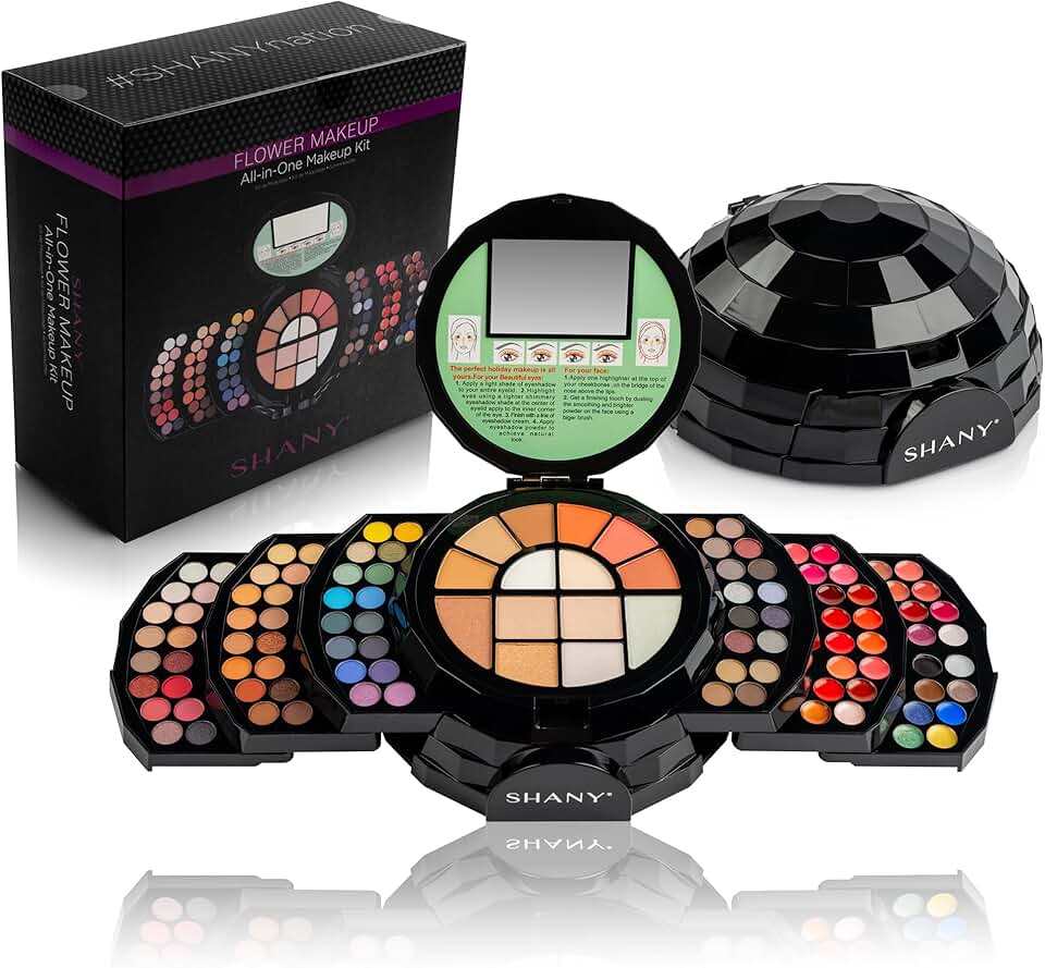 All-in-One Flower Makeup Set with Eyeshadows, Lip Colors, Face Powders, Highlighters, and Blushes