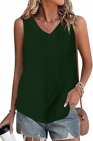 Women's Cotton Linen V-Neck Tank Top