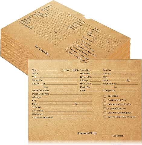 50 Vehicle Dealership Jackets and Envelopes