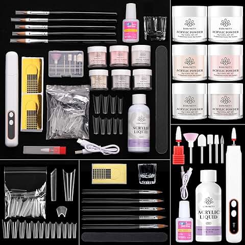 Acrylic Nail Kit with Drill for Beginners, 92 Pieces