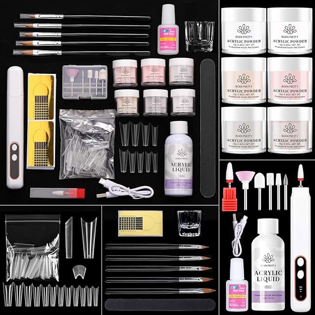 Acrylic Nail Kit with Drill for Beginners, 92 Pieces
