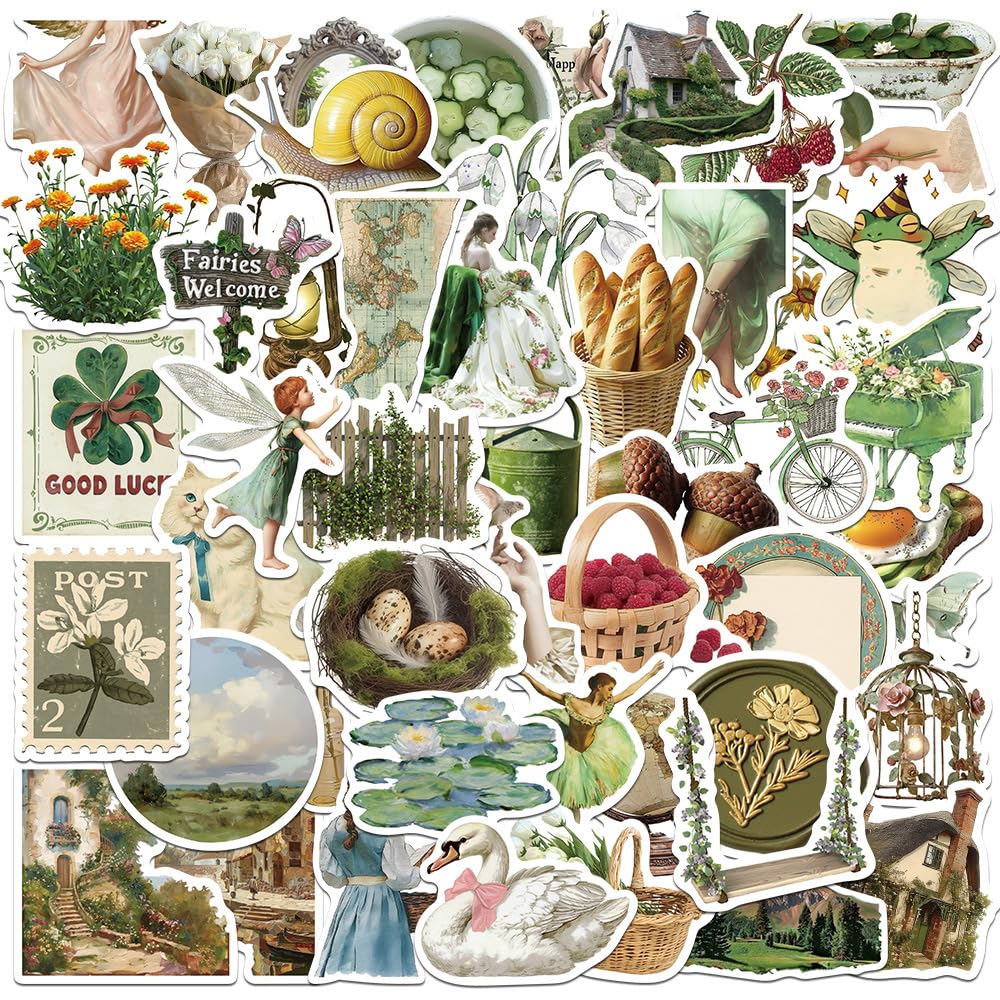 50 Waterproof Aesthetic Stickers for Journals and Water Bottles