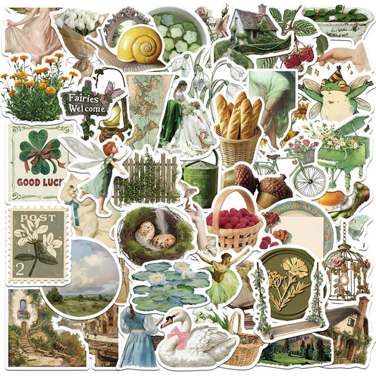 50 Waterproof Aesthetic Stickers for Journals and Water Bottles