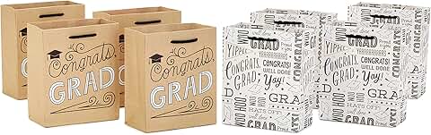 Set of 8 Small Graduation Gift Bags in 2 Designs