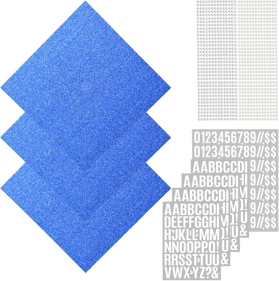 Blue Glitter Paper and Pearl Decorations for Graduation Cap