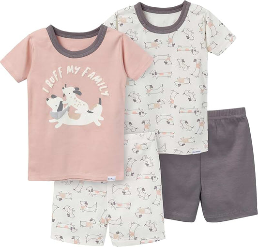 Baby Girls' 4-Piece Snug Fit Pajama Set