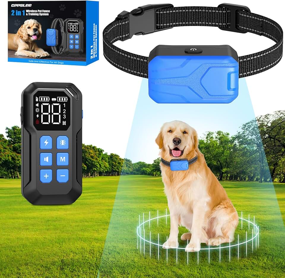 Wireless Dog Fence with Rechargeable Collar and Waterproof Design
