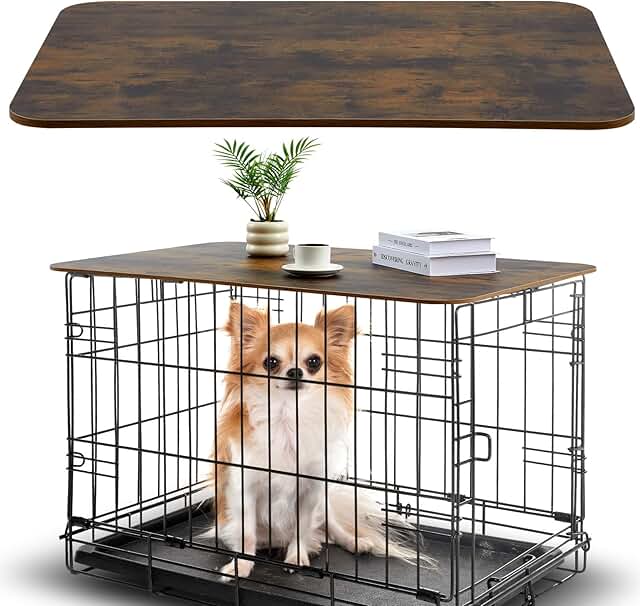 Wooden Dog Crate Topper, Rustic Style, 42 Inch