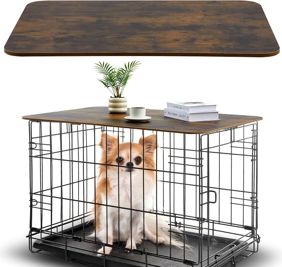 Wooden Dog Crate Topper, Rustic Style, 42 Inch
