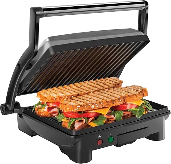 Non-Stick Panini Press Grill with Removable Drip Tray