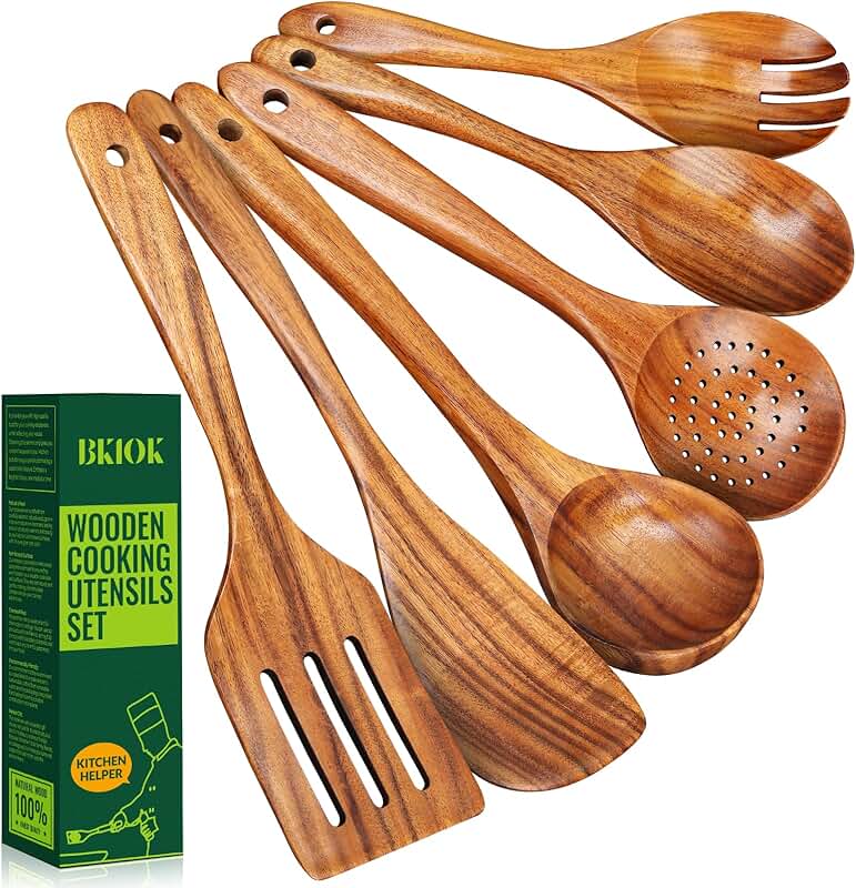 7-Piece Bamboo Cooking Utensil Set for Nonstick Pans