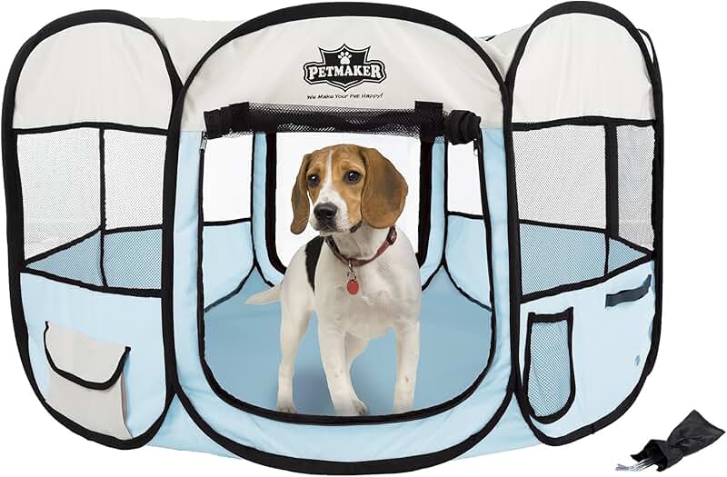 38-Inch Indoor and Outdoor Dog Playpen with Carrying Bag