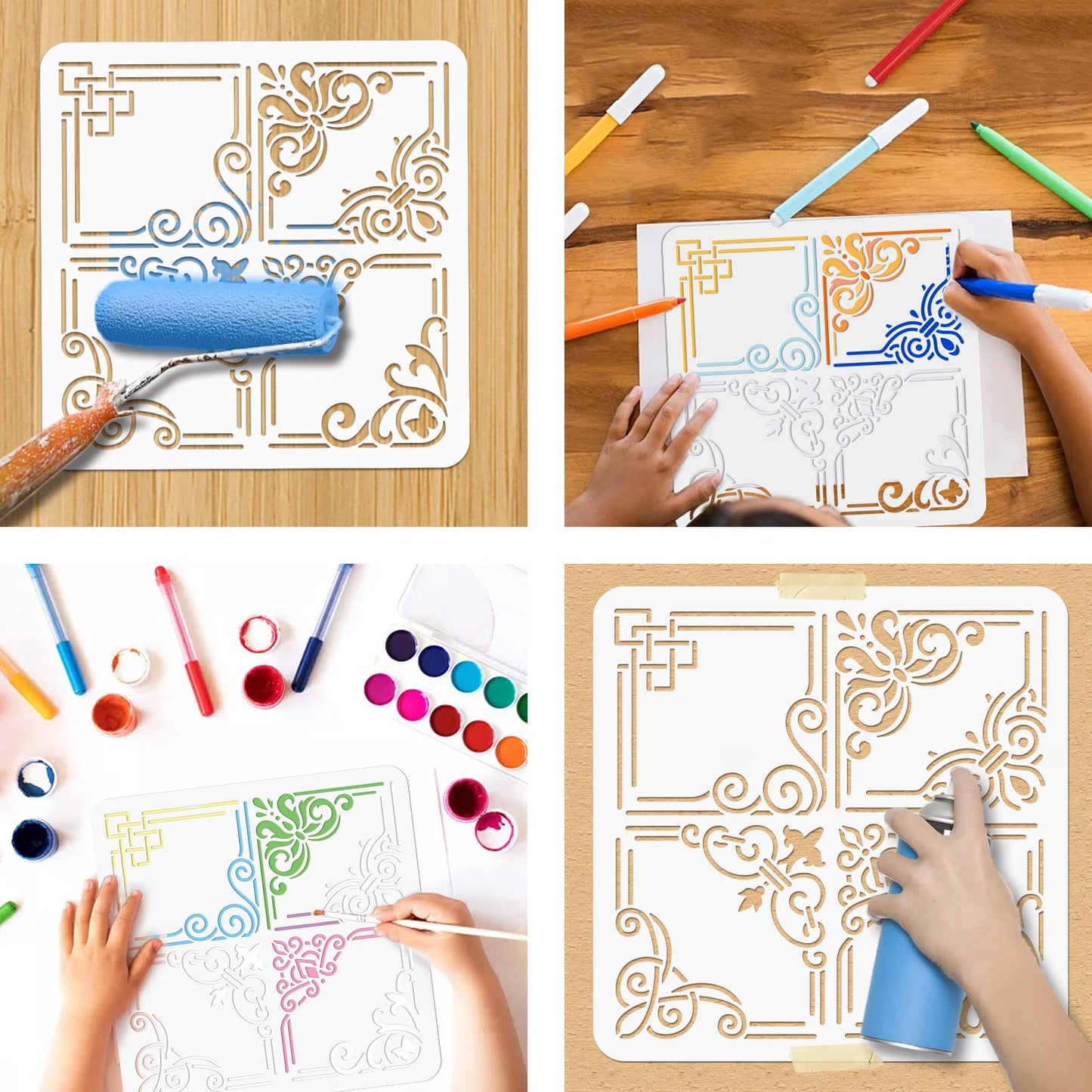 ArtSquare Border Templates 11.8x11.8" Reusable PET Stencils