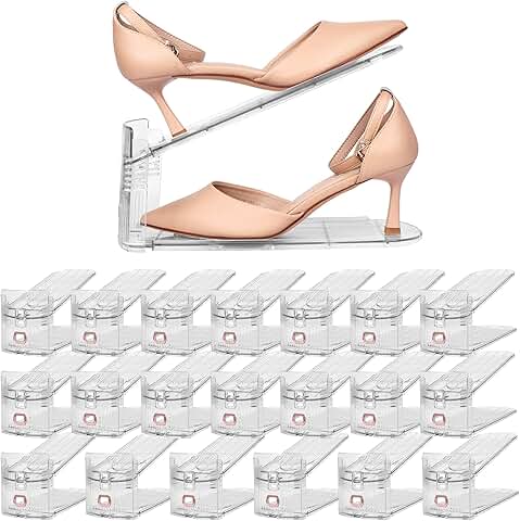 Adjustable Clear Shoe Organizer, 20 Pack