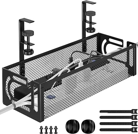 Under Desk Cable Management Tray, 15.7'' Steel Organizer