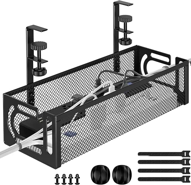 Under Desk Cable Management Tray, 15.7'' Steel Organizer