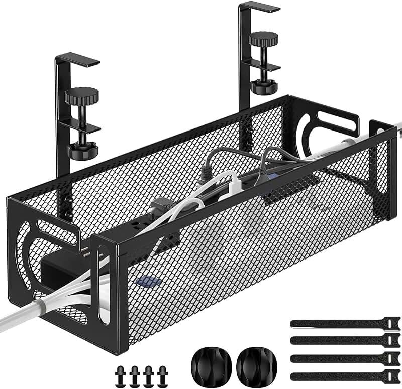 Under Desk Cable Management Tray, 15.7'' Steel Organizer