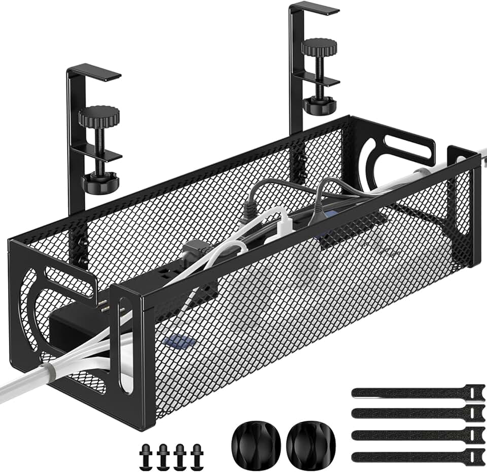 Under Desk Cable Management Tray, 15.7'' Steel Organizer