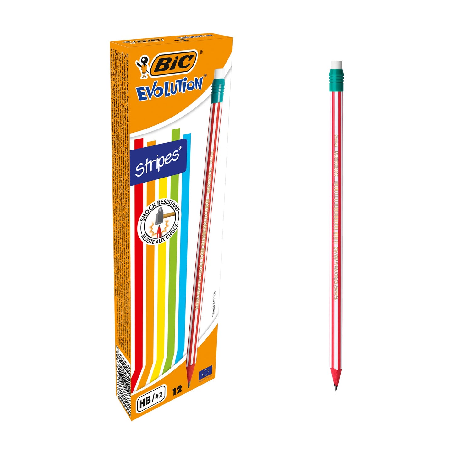 Pack of 12 HB Pencils with Erasers in Assorted Colors