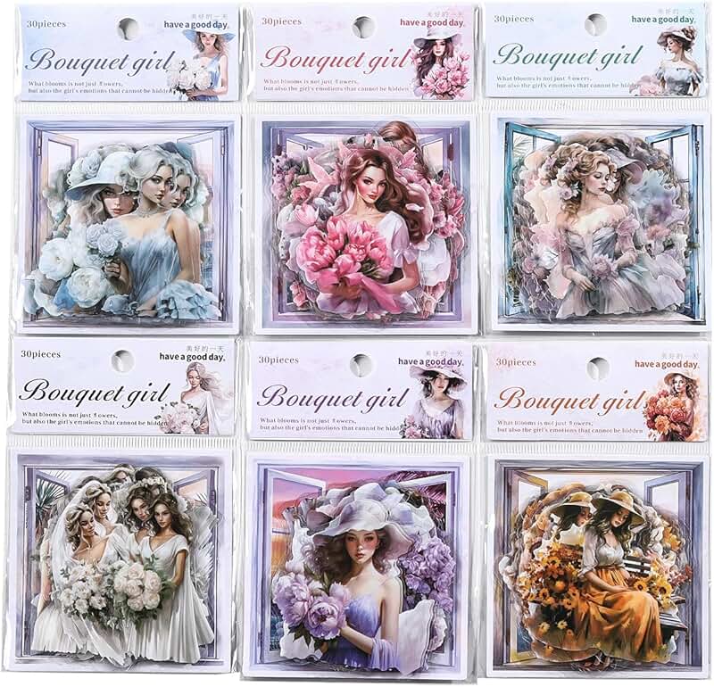 180 Vintage Flower and Plant Scrapbook Stickers