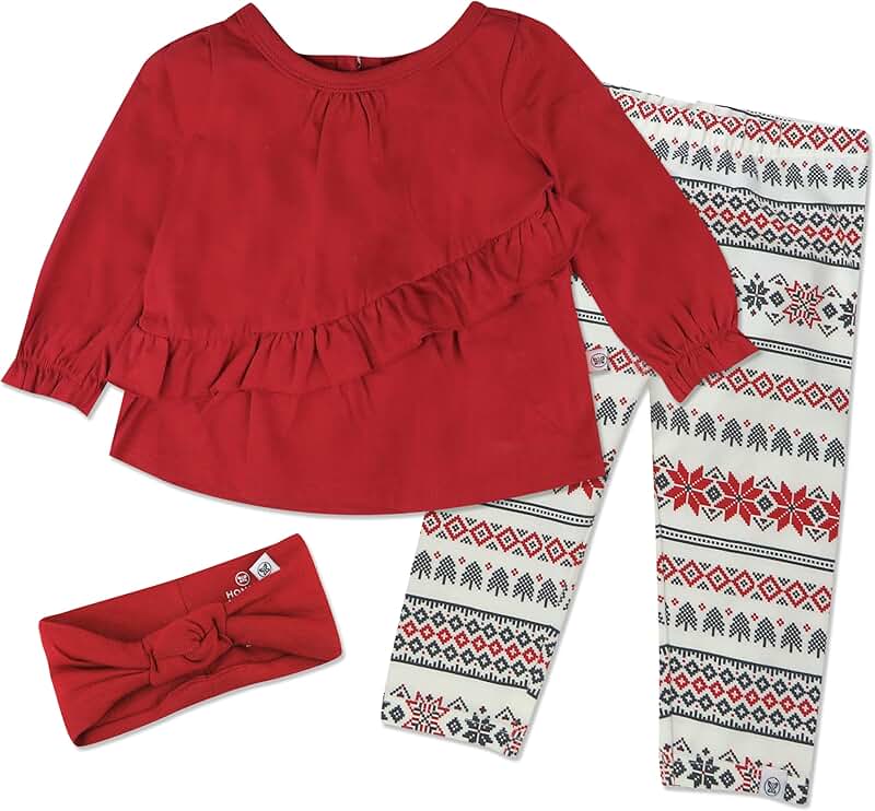Baby Girl Ruffle Top, Headband, and Leggings Set