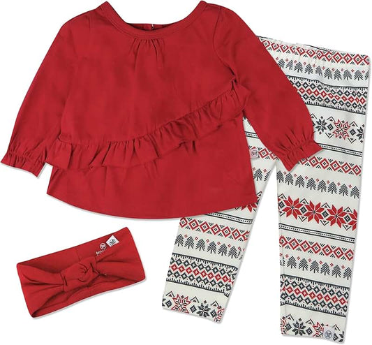 Baby Girl Ruffle Top, Headband, and Leggings Set