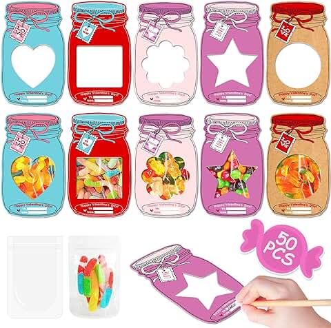 50 Mason Jar Valentines Day Cards for Kids