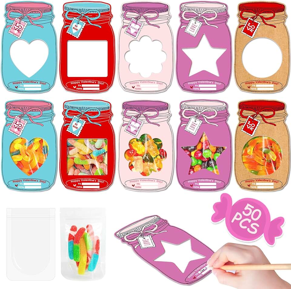 50 Mason Jar Valentines Day Cards for Kids