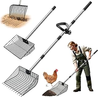 Large Metal Chicken Poop Scooper with Adjustable Handle
