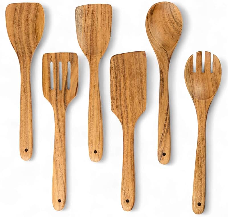 Set of 6 Acacia Wood Cooking Utensils