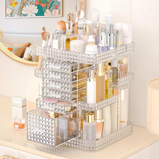 360° Rotating Makeup and Skincare Organizer with 6 Drawers