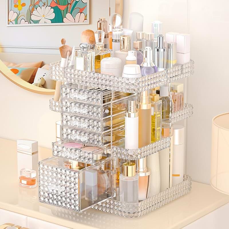 360° Rotating Makeup and Skincare Organizer with 6 Drawers