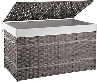 Large Grey Storage Basket with Lid and Handle