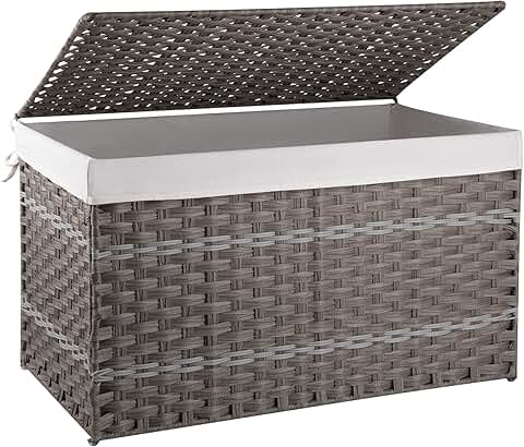 Large Grey Storage Basket with Lid and Handle