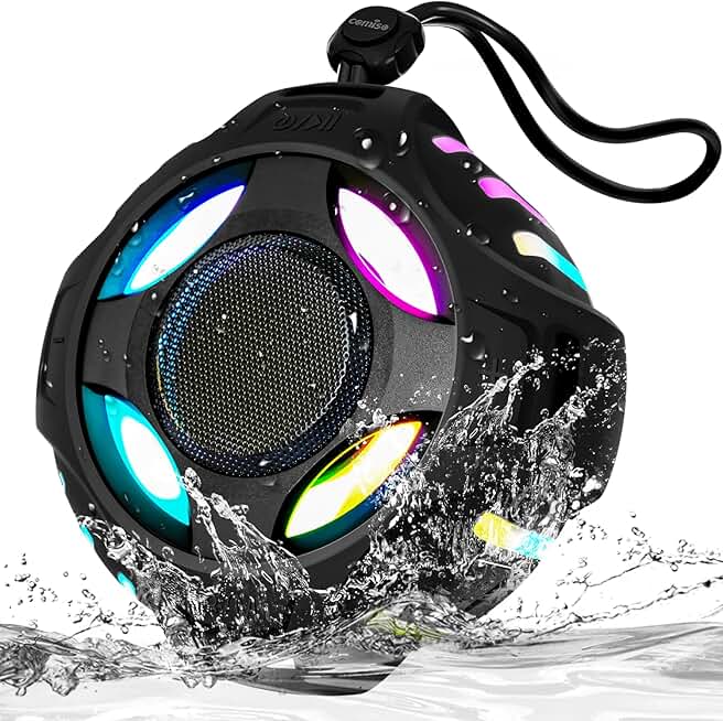Waterproof Portable Speaker with Bass and Light