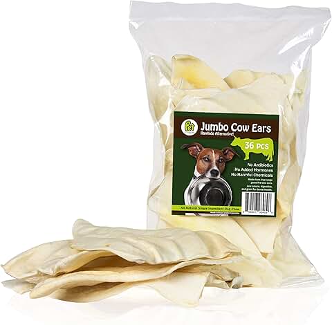 Premium Natural Jumbo Cow Ears Dog Treats, 36-Pack