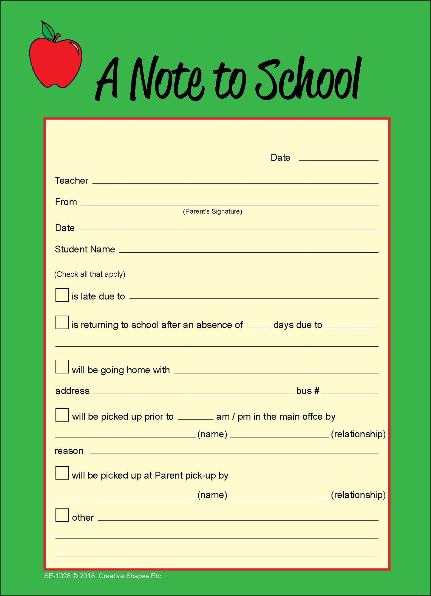50 Sheets Note for School and Parents
