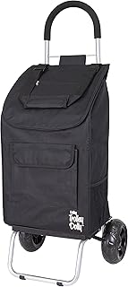 Black Foldable Shopping Cart with Wheels and Removable Bag