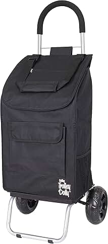 Black Foldable Shopping Cart with Wheels and Removable Bag