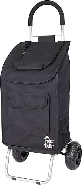 Black Foldable Shopping Cart with Wheels and Removable Bag