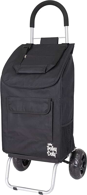 Black Foldable Shopping Cart with Wheels and Removable Bag