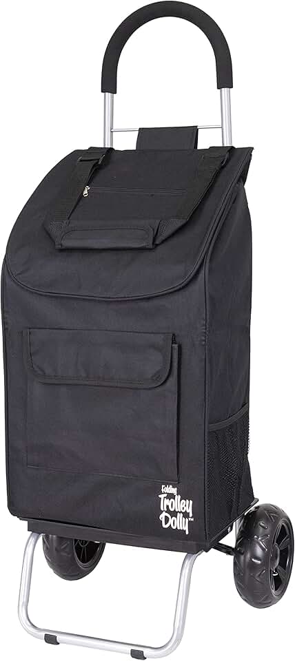 Black Foldable Shopping Cart with Wheels and Removable Bag
