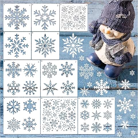 Set of 10 Large Snowflake Stencils for Holiday Crafts