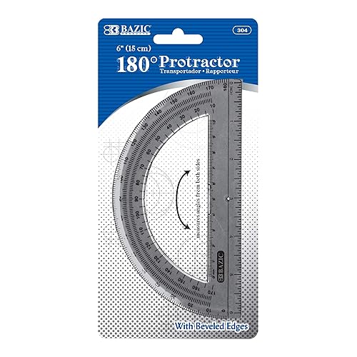 6-Inch Semicircular Plastic Protractor for Geometry