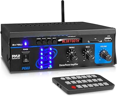 Bluetooth Home Audio Power Amplifier System with 2x75W and LED