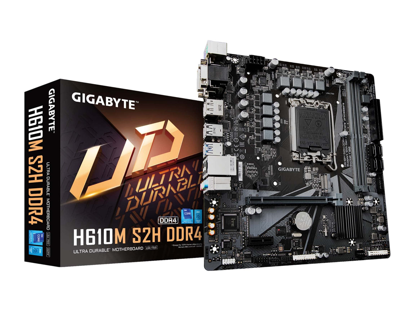 H610M S2H DDR4 (H610/ Intel LGA 1700/ Micro ATX/ DDR4/ Single M.2/ PCIe 4.0/ USB 3.2 Gen1/ Realtek GbE LAN/Motherboard)
