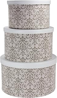 Round Hat Boxes with Lids in Vibrant Scallop Print