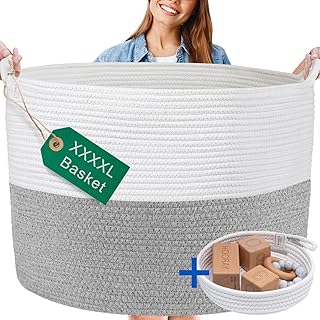 Large Washable Cotton Rope Basket for Laundry and Storage