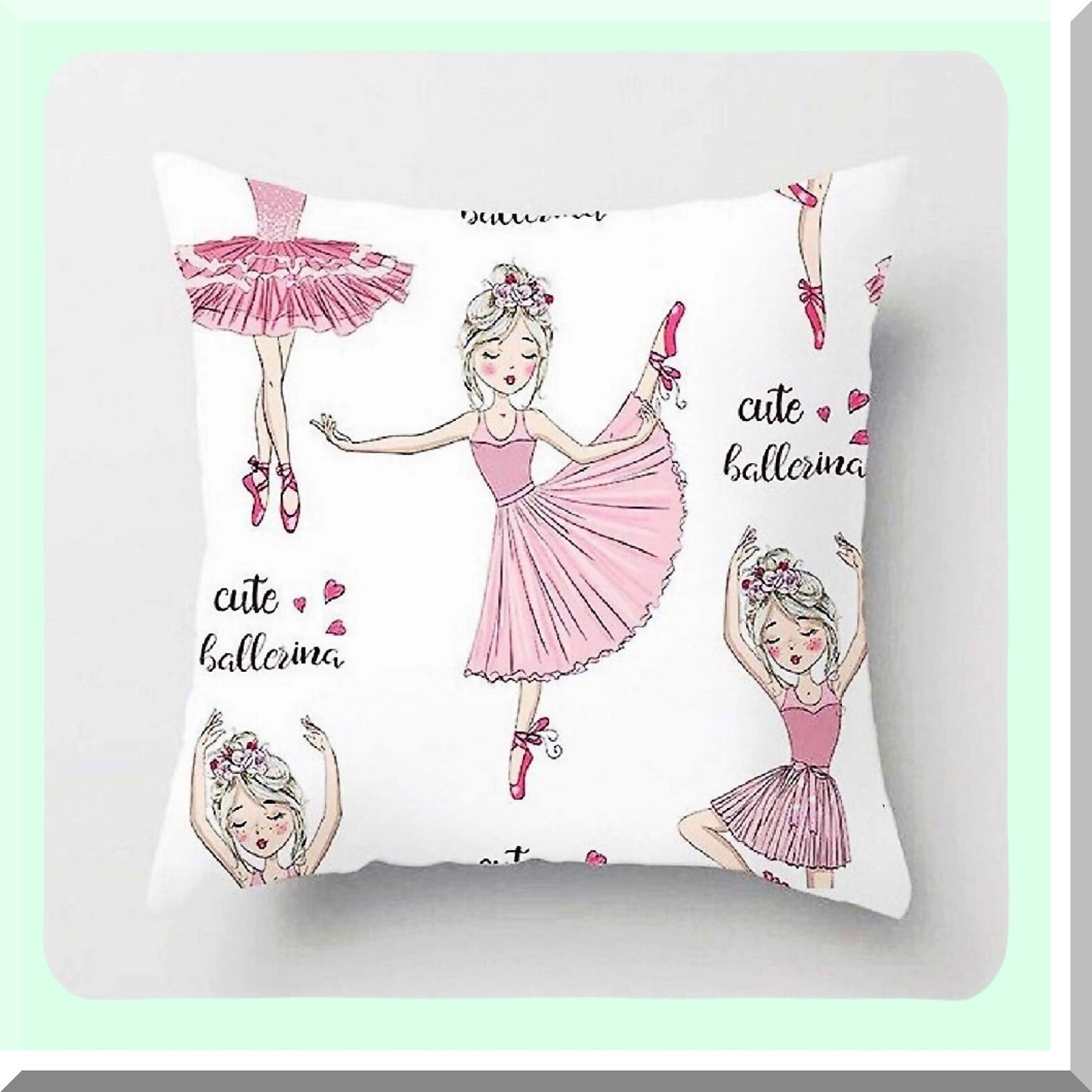 Princess Ballerina Dance Pillow Covers - Adorable Little Girl Room Decor, Ballet Theme Cushion Cases for Kids Bedroom, Pink Tutu Throw Pillow Cover