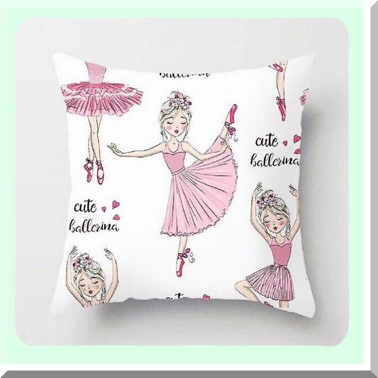 Princess Ballerina Dance Pillow Covers - Adorable Little Girl Room Decor, Ballet Theme Cushion Cases for Kids Bedroom, Pink Tutu Throw Pillow Cover